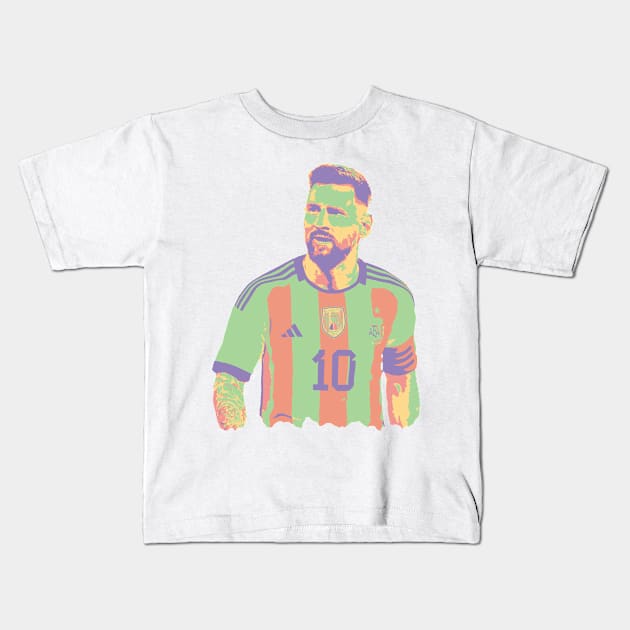 Messi Tribute - Lionel Soccer Player Goat Messi - Ronaldo Soccer Mbappe Messi Argentina Maradona Michael Jordan Inter Miami Ronaldinho Argentina Cristiano Ronaldo - 10 - Barcelona vs real Madrid - World Cup - Mundial de Futbol Kids T-Shirt by TributeDesigns